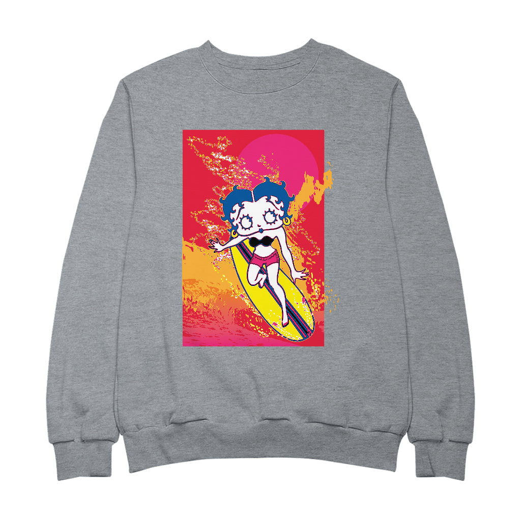 Betty Boop Surfing Sunset Wave Art Women's Sweatshirt