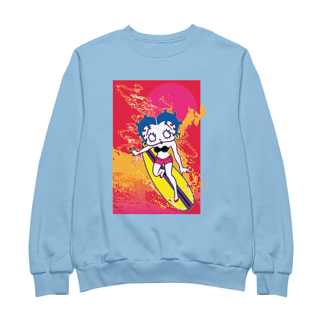 Betty Boop Surfing Sunset Wave Art Women's Sweatshirt
