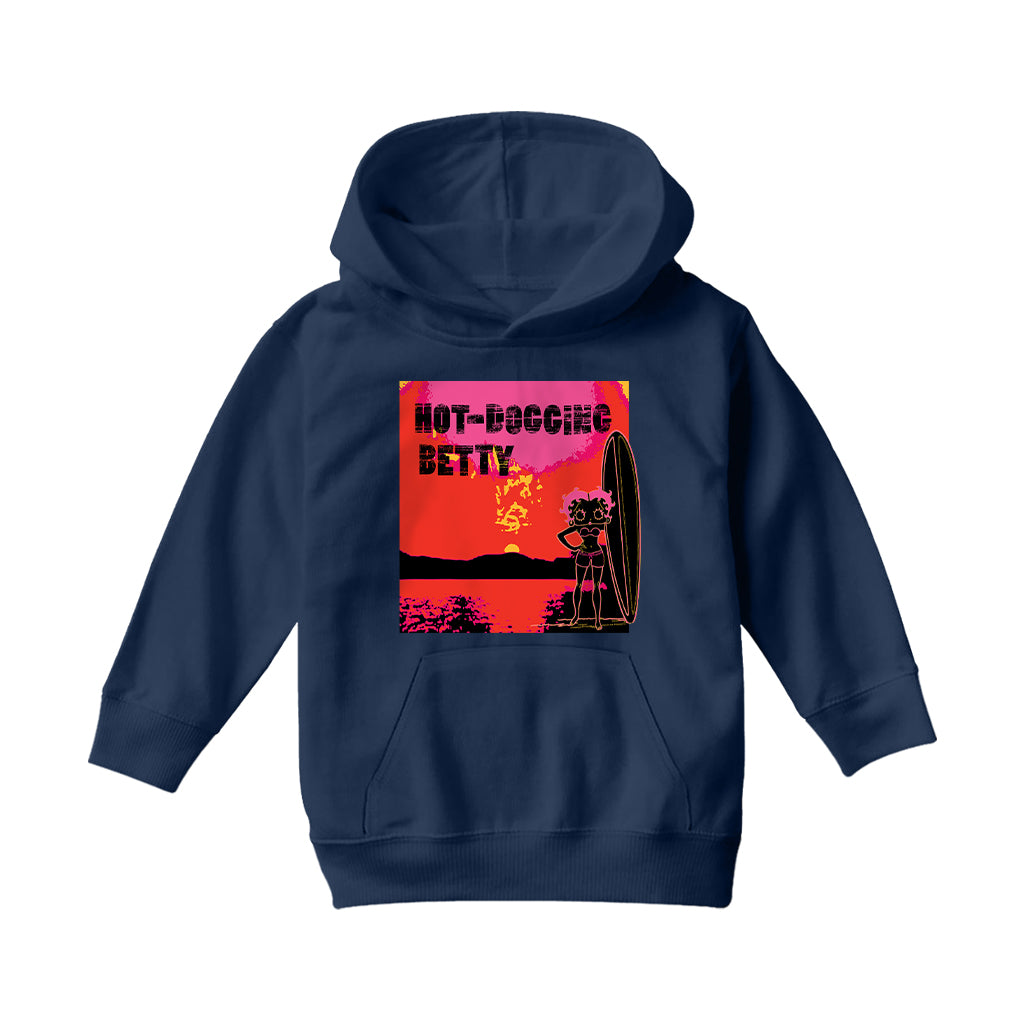 Betty Boop Hot Dogging Surfer Betty Kids Hooded Sweatshirt