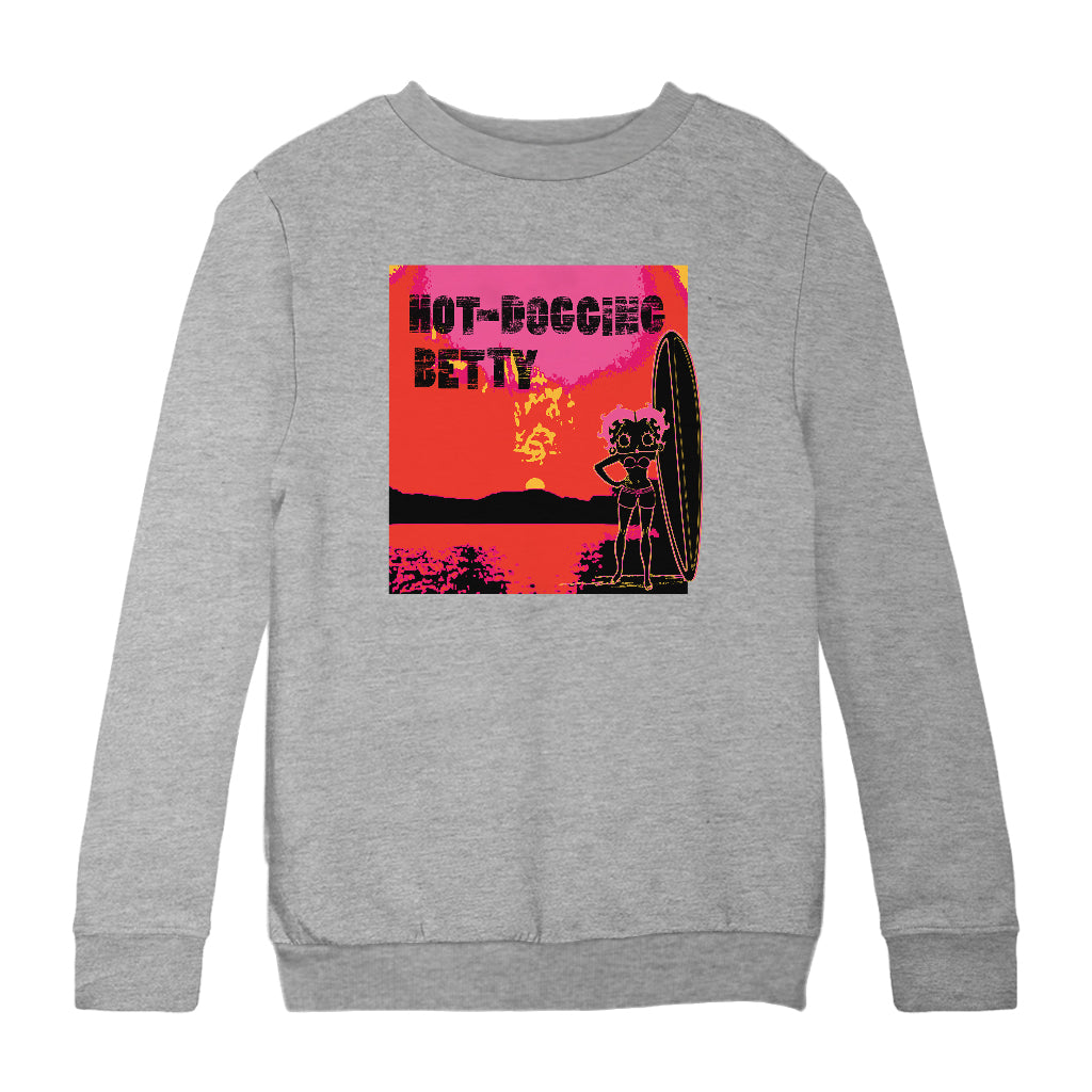 Betty Boop Hot Dogging Surfer Betty Kids Sweatshirt