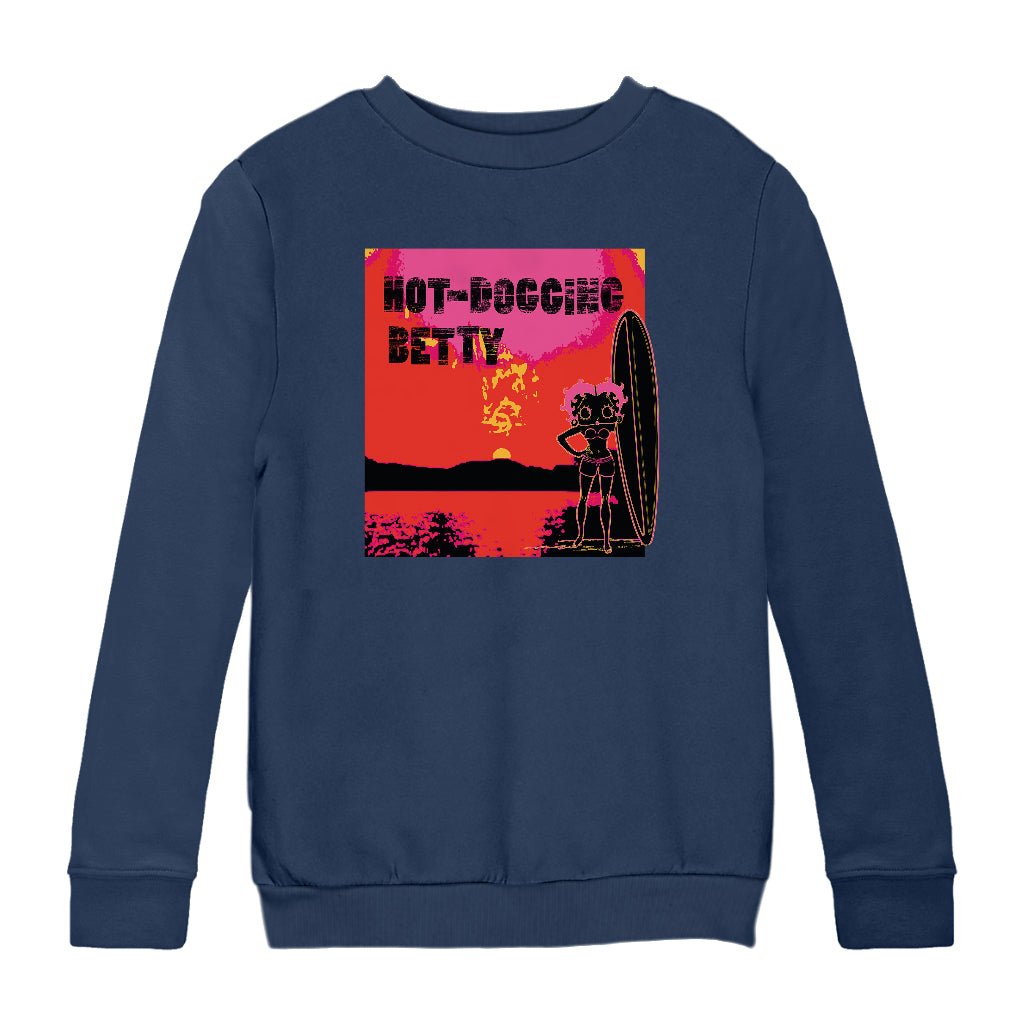 Betty Boop Hot Dogging Surfer Betty Kids Sweatshirt