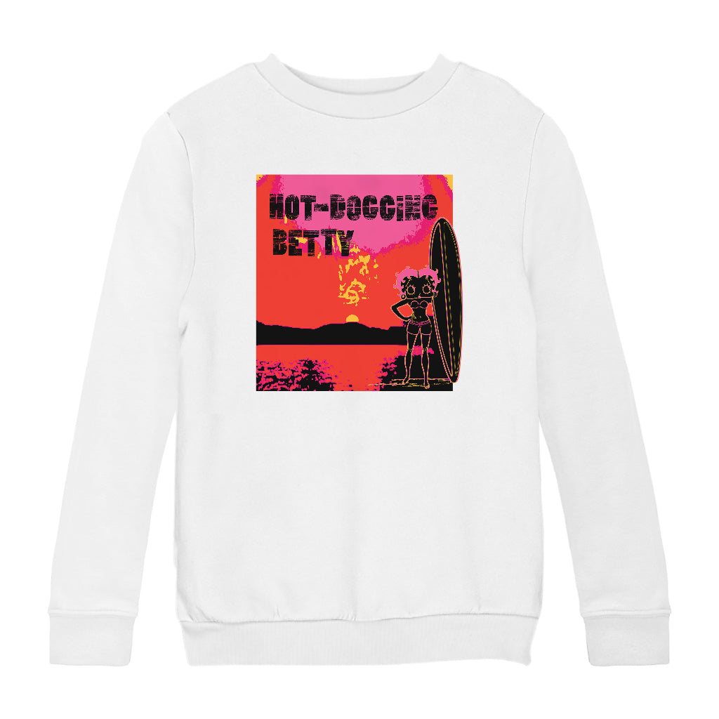 Betty Boop Hot Dogging Surfer Betty Kids Sweatshirt