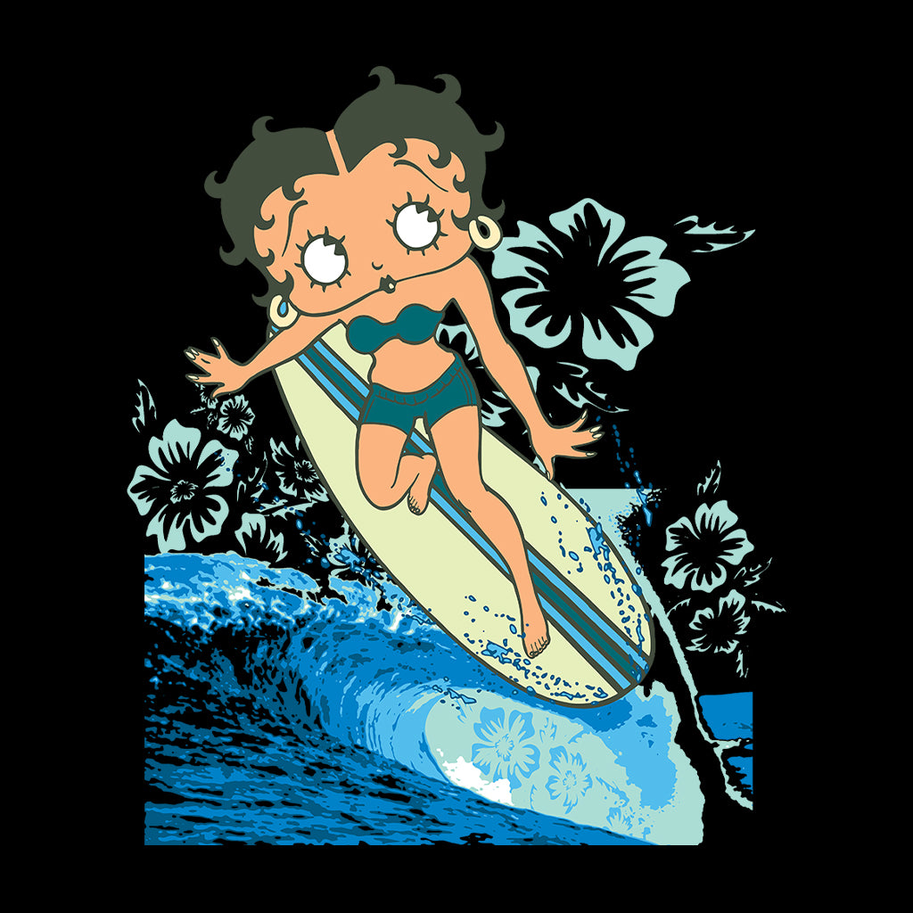 Betty Boop Flower Surfing Wave Kids T-Shirt