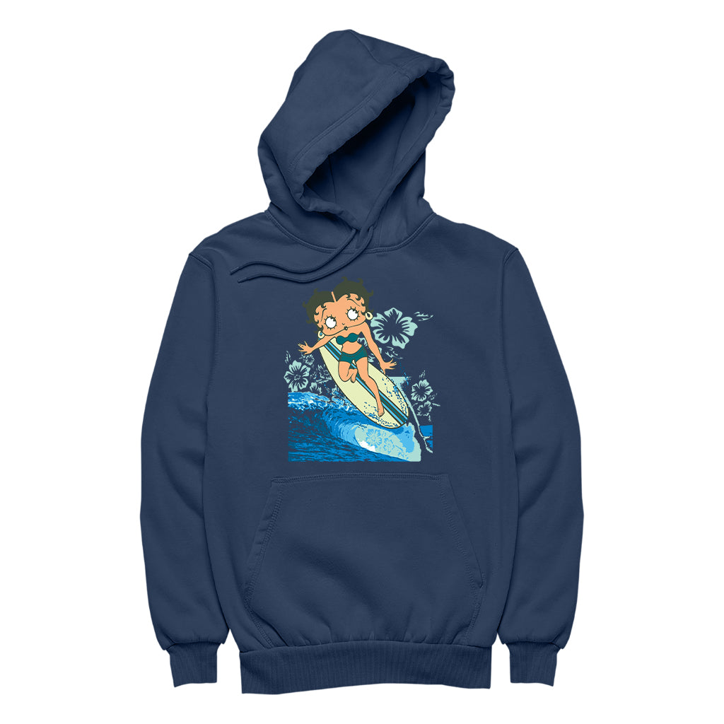 Betty Boop Flower Surfing Wave Men's Hooded Sweatshirt