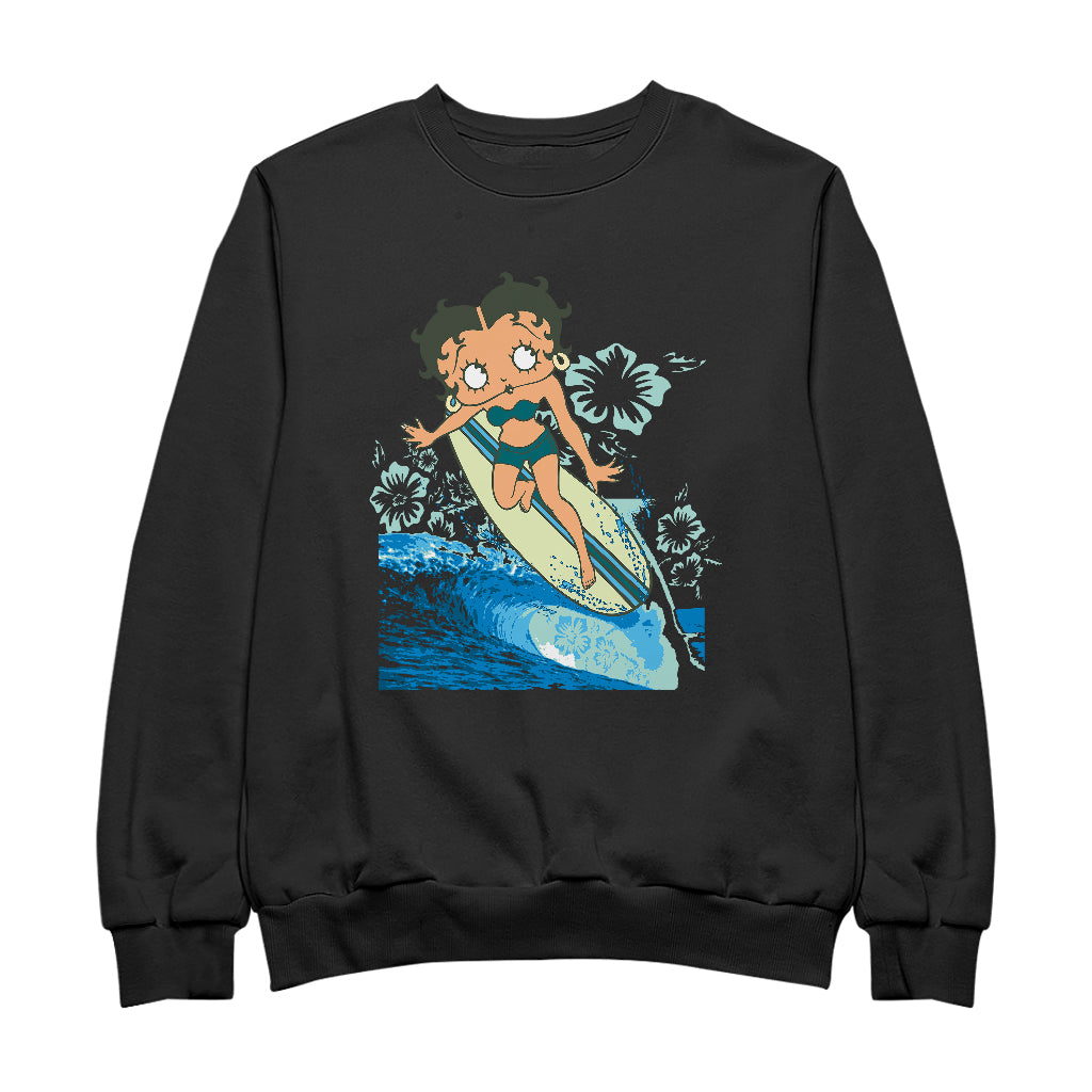 Betty Boop Flower Surfing Wave Men's Sweatshirt