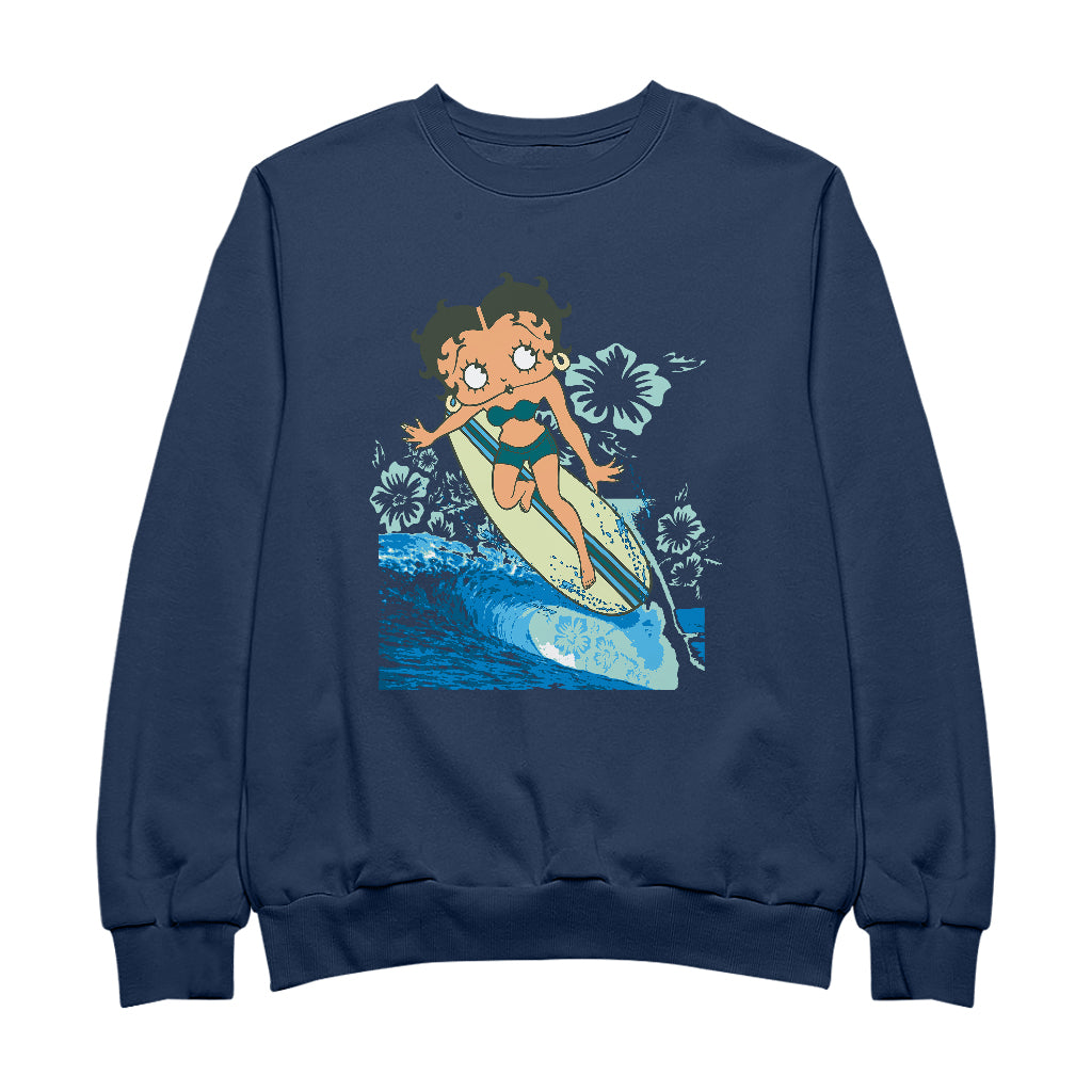 Betty Boop Flower Surfing Wave Men's Sweatshirt