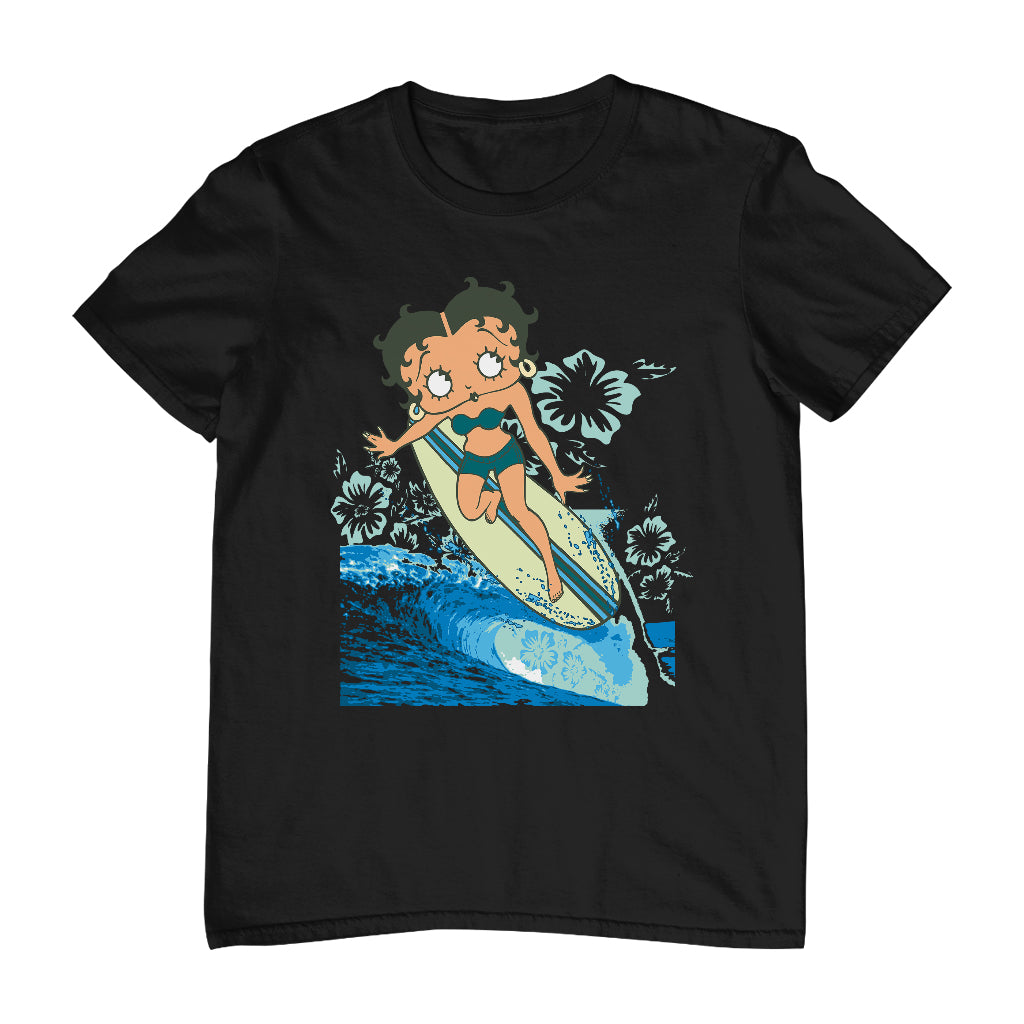 Betty Boop Flower Surfing Wave Men's T-Shirt