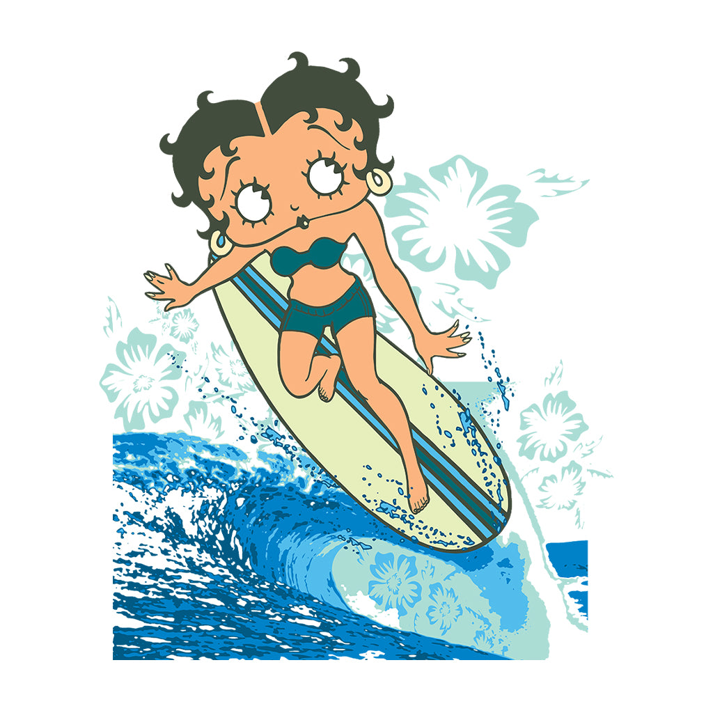 Betty Boop Flower Surfing Wave Kids T-Shirt