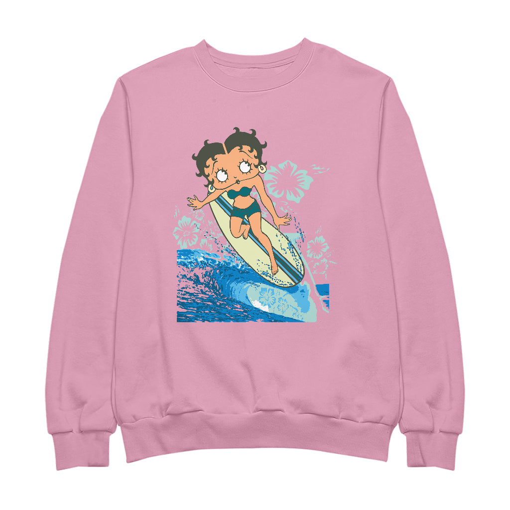 Betty Boop Flower Surfing Wave Women's Sweatshirt