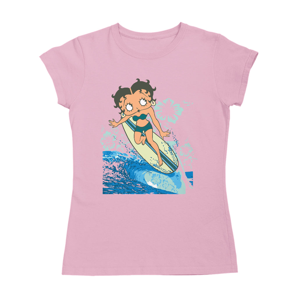 Betty Boop Flower Surfing Wave Women's T-Shirt