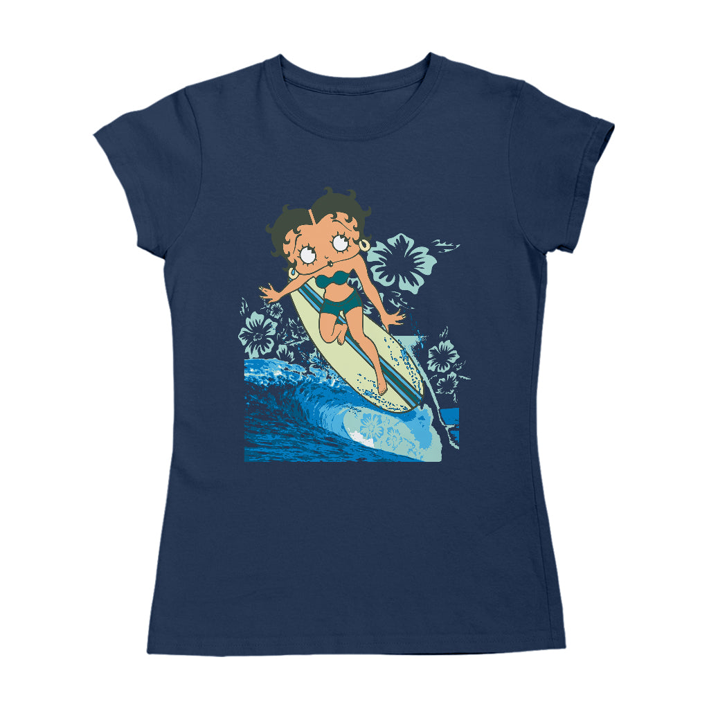Betty Boop Flower Surfing Wave Women's T-Shirt