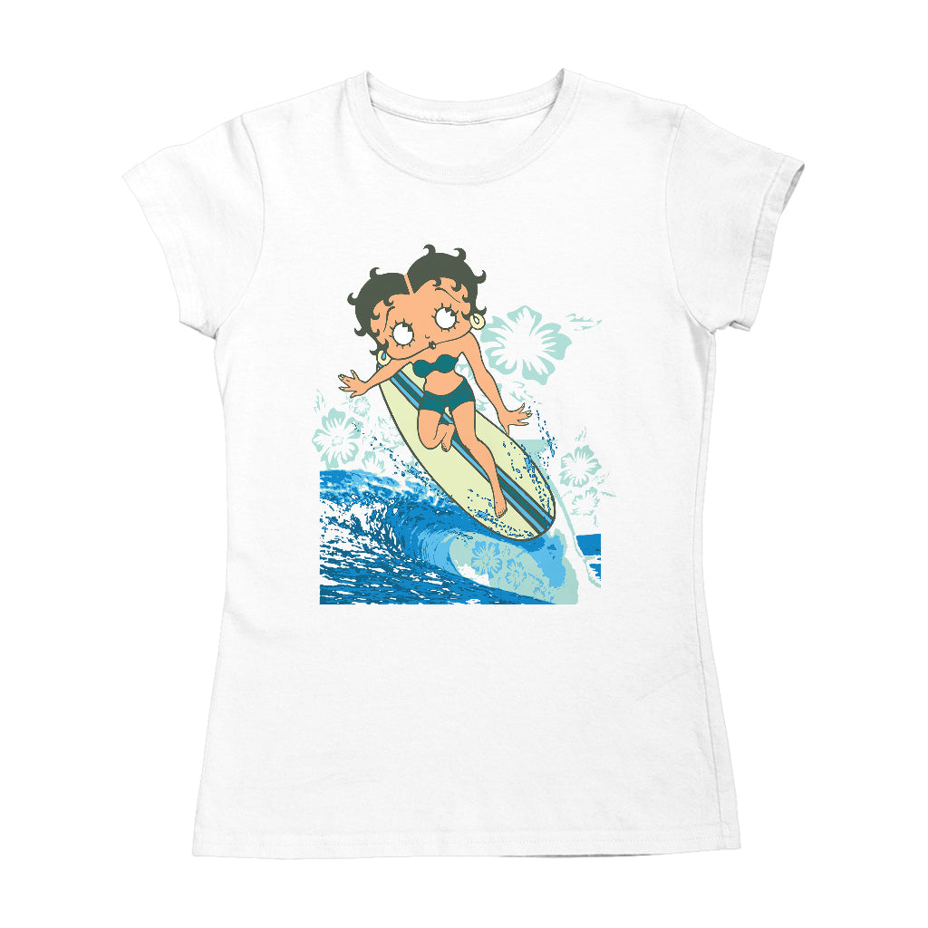 Betty Boop Flower Surfing Wave Women's T-Shirt