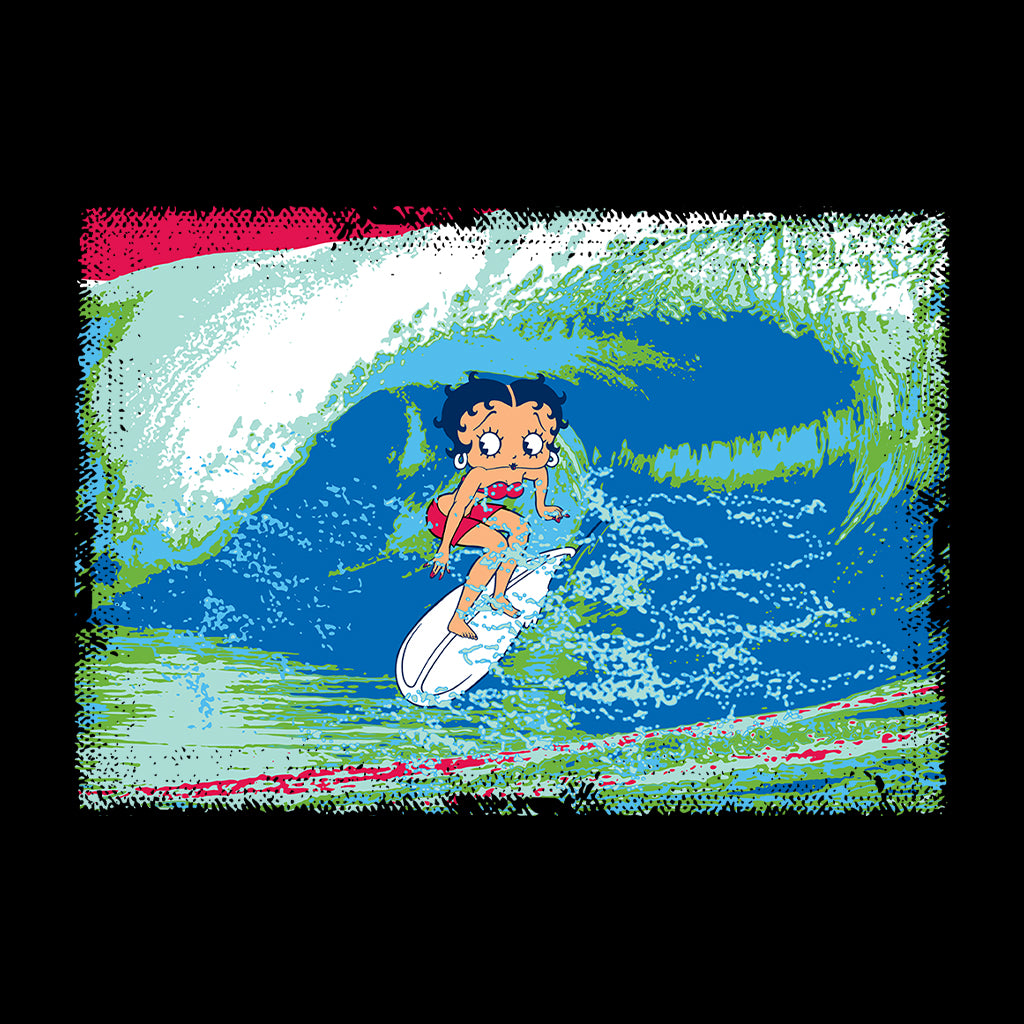Betty Boop Green Blue Wave Surfing Kids T-Shirt
