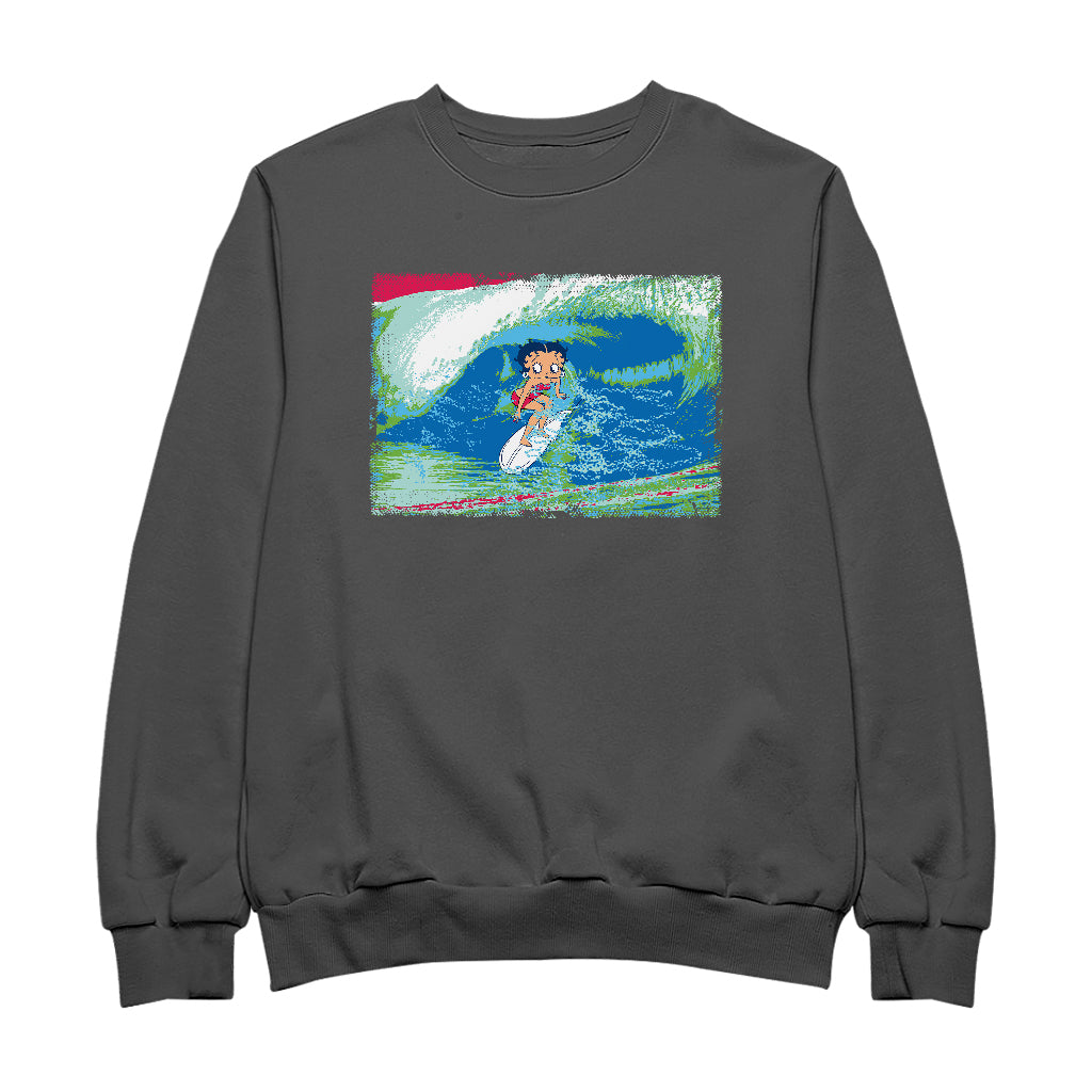 Betty Boop Green Blue Wave Surfing Men's Sweatshirt