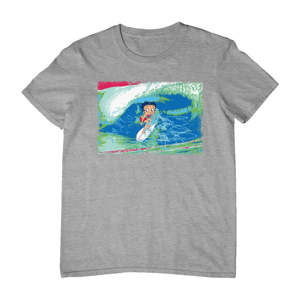 Betty Boop Green Blue Wave Surfing Men's T-Shirt