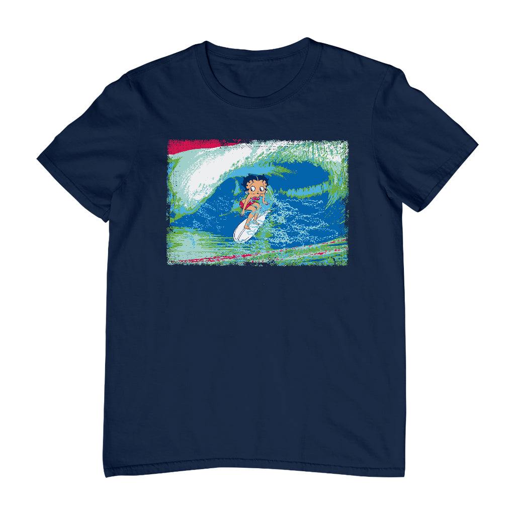 Betty Boop Green Blue Wave Surfing Men's T-Shirt