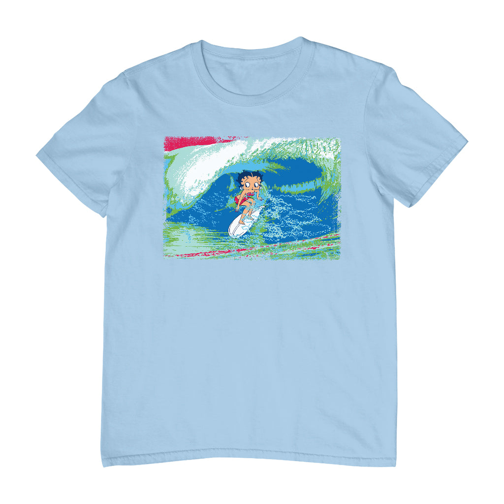 Betty Boop Green Blue Wave Surfing Men's T-Shirt