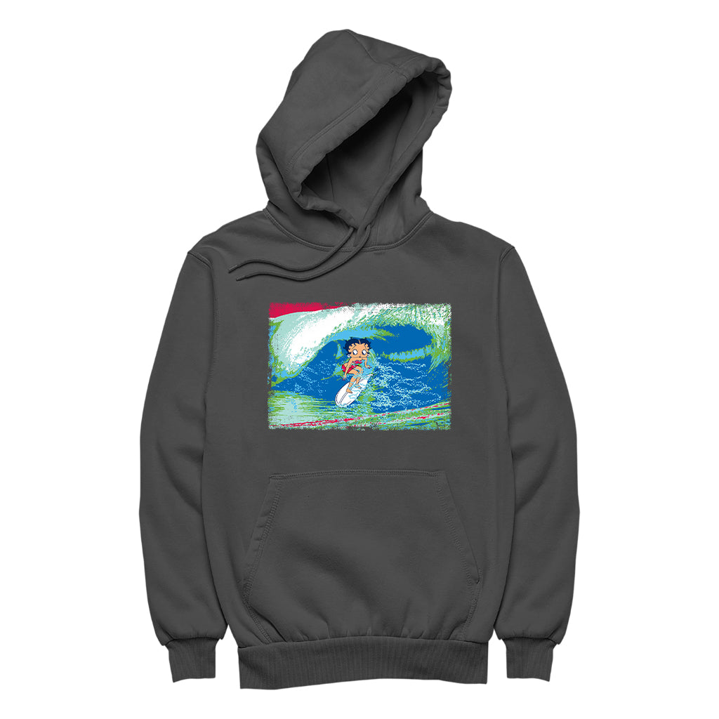 Betty Boop Green Blue Wave Surfing Women's Hooded Sweatshirt