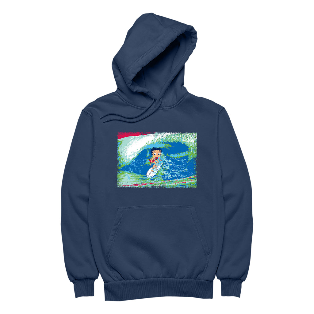 Betty Boop Green Blue Wave Surfing Women's Hooded Sweatshirt