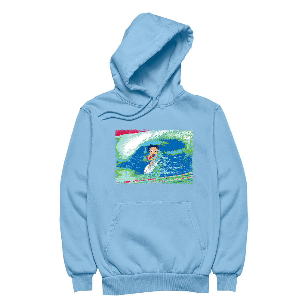 Betty Boop Green Blue Wave Surfing Women's Hooded Sweatshirt