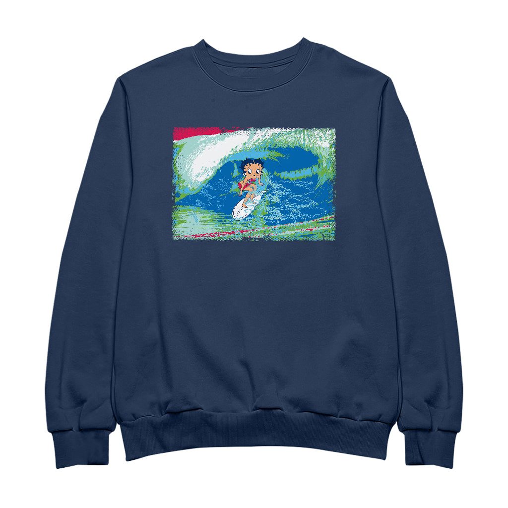 Betty Boop Green Blue Wave Surfing Women's Sweatshirt