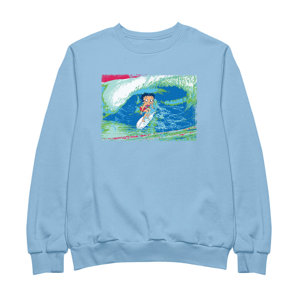 Betty Boop Green Blue Wave Surfing Women's Sweatshirt