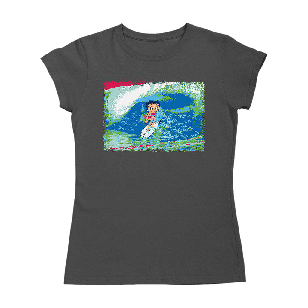 Betty Boop Green Blue Wave Surfing Women's T-Shirt