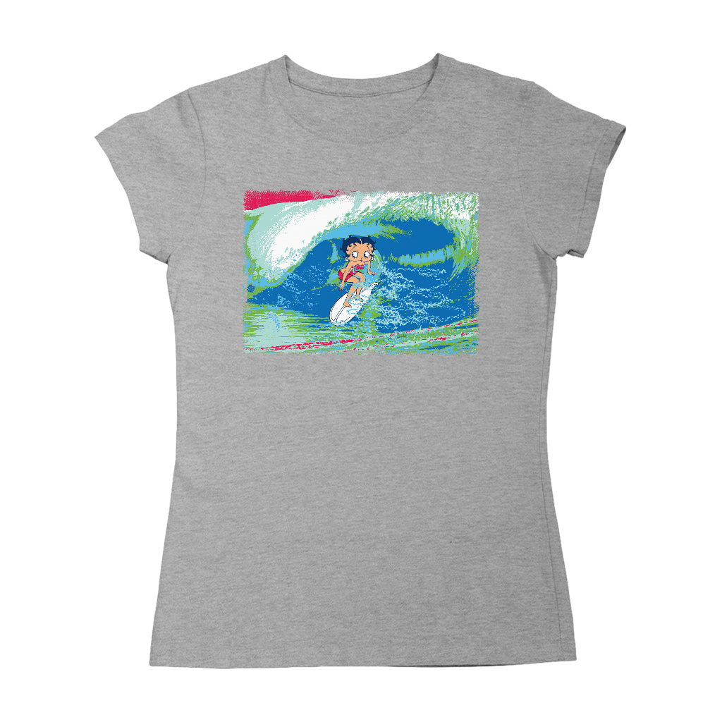 Betty Boop Green Blue Wave Surfing Women's T-Shirt