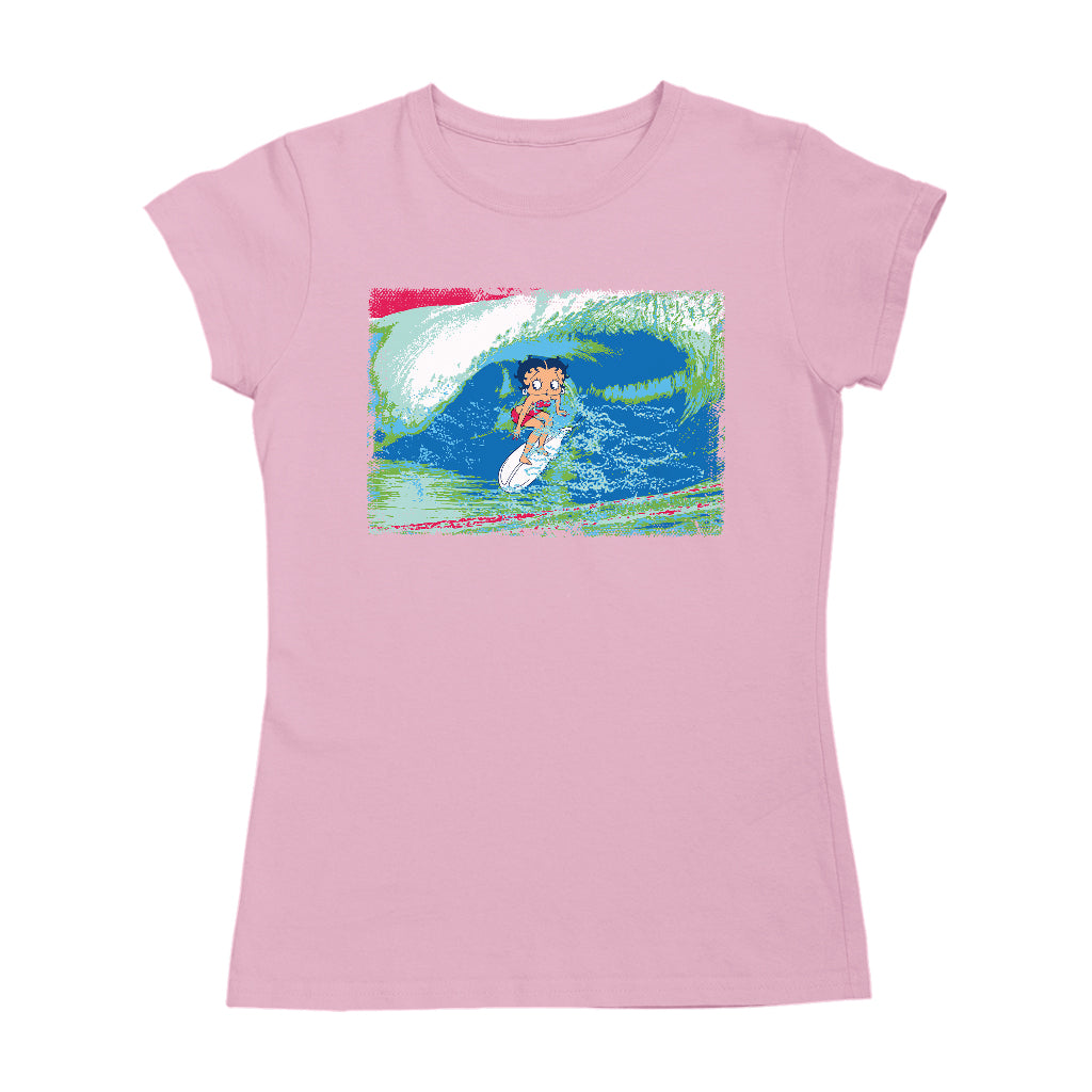 Betty Boop Green Blue Wave Surfing Women's T-Shirt