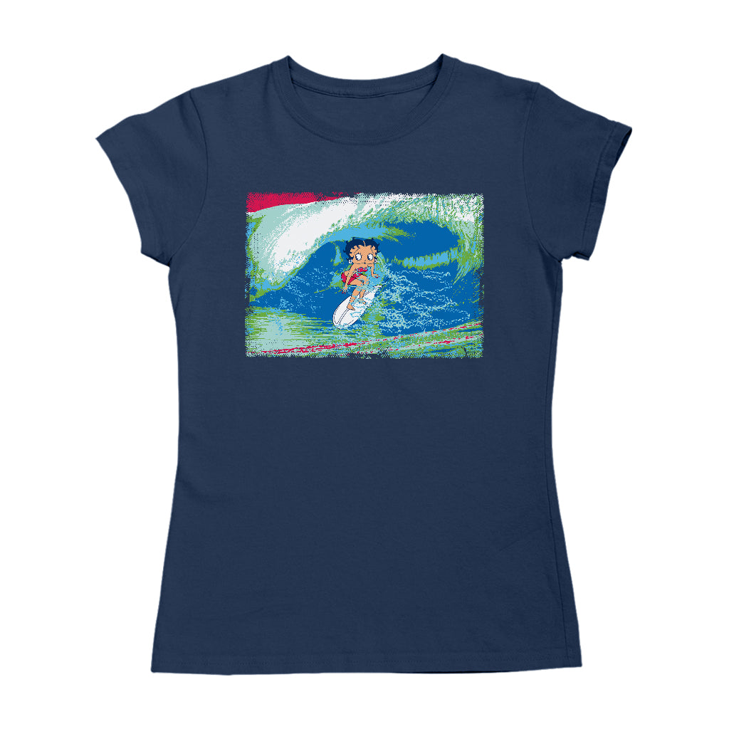 Betty Boop Green Blue Wave Surfing Women's T-Shirt