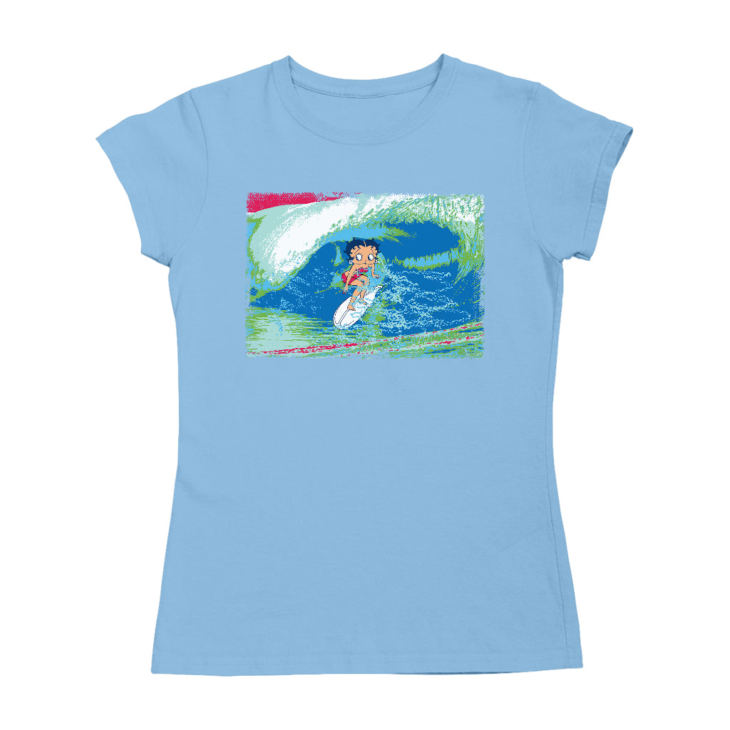 Betty Boop Green Blue Wave Surfing Women's T-Shirt