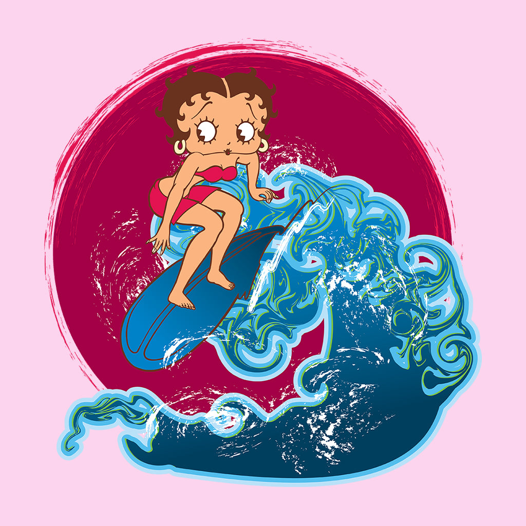 Betty Boop Surfing Big Wave Kids Hooded Sweatshirt