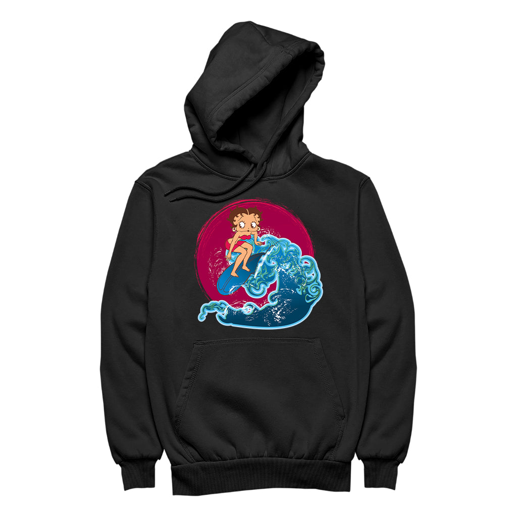 Betty Boop Surfing Big Wave Men's Hooded Sweatshirt
