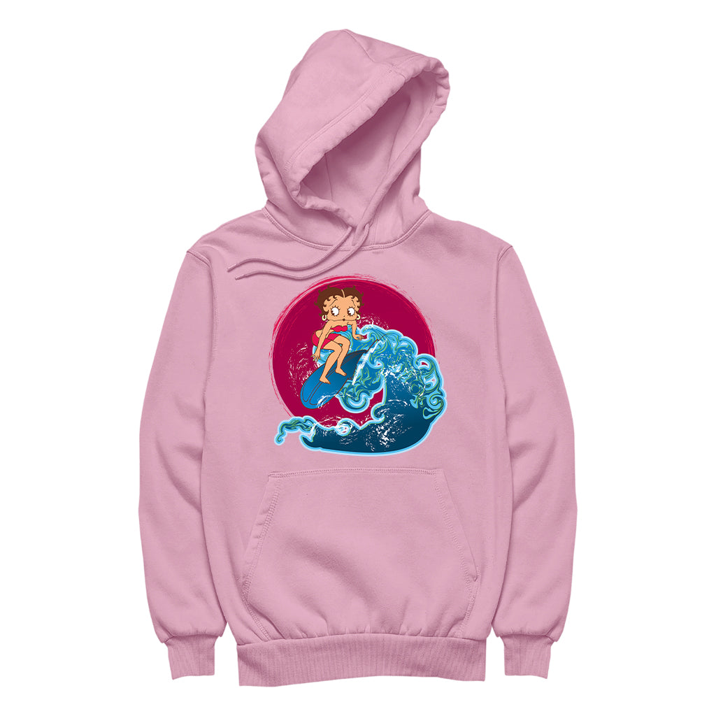 Betty Boop Surfing Big Wave Men's Hooded Sweatshirt