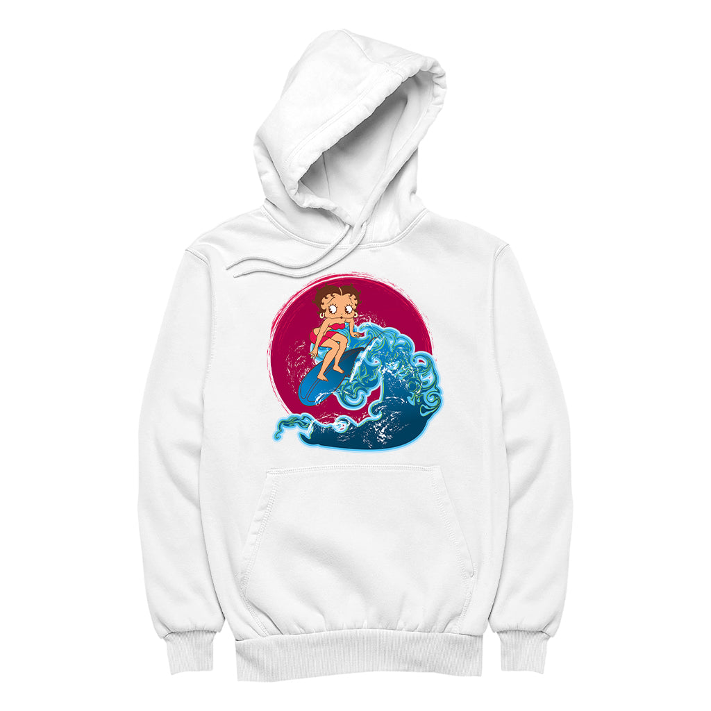 Betty Boop Surfing Big Wave Men's Hooded Sweatshirt