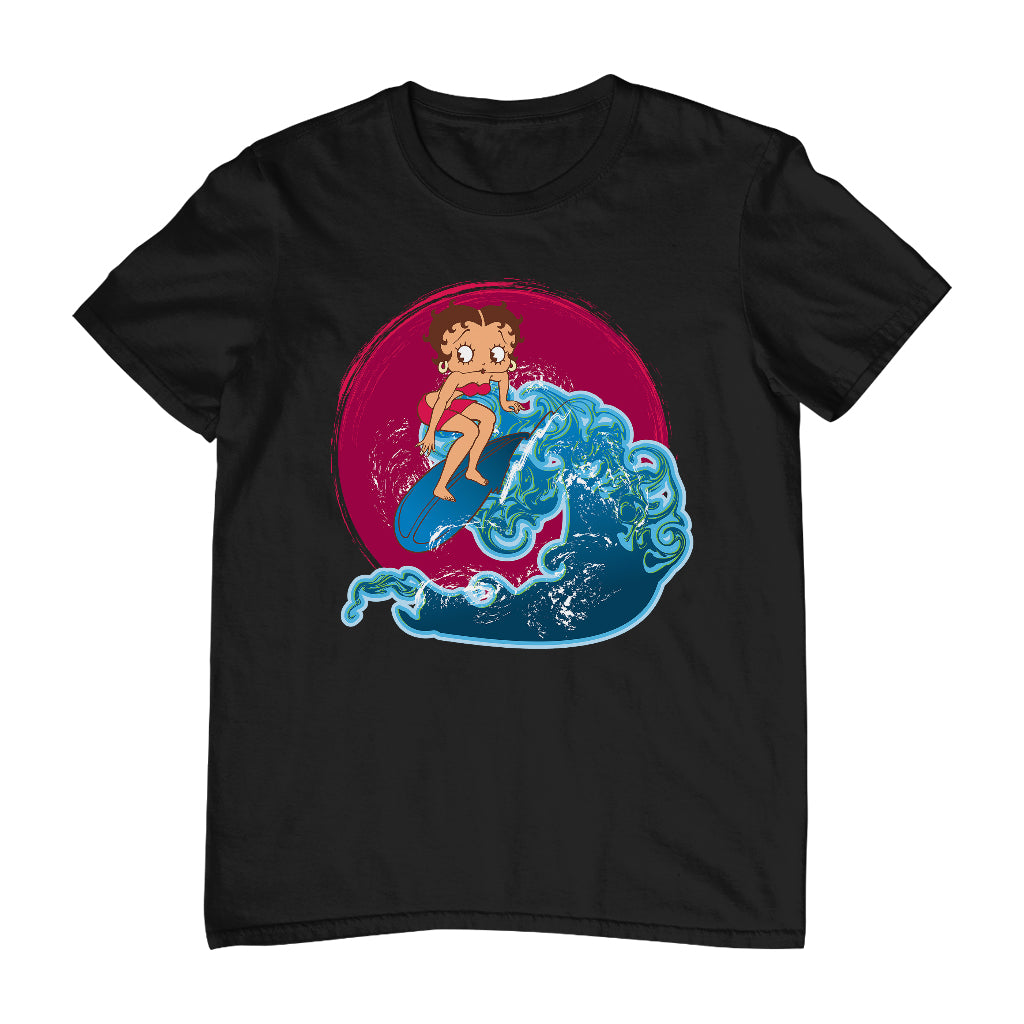 Betty Boop Surfing Big Wave Men's T-Shirt