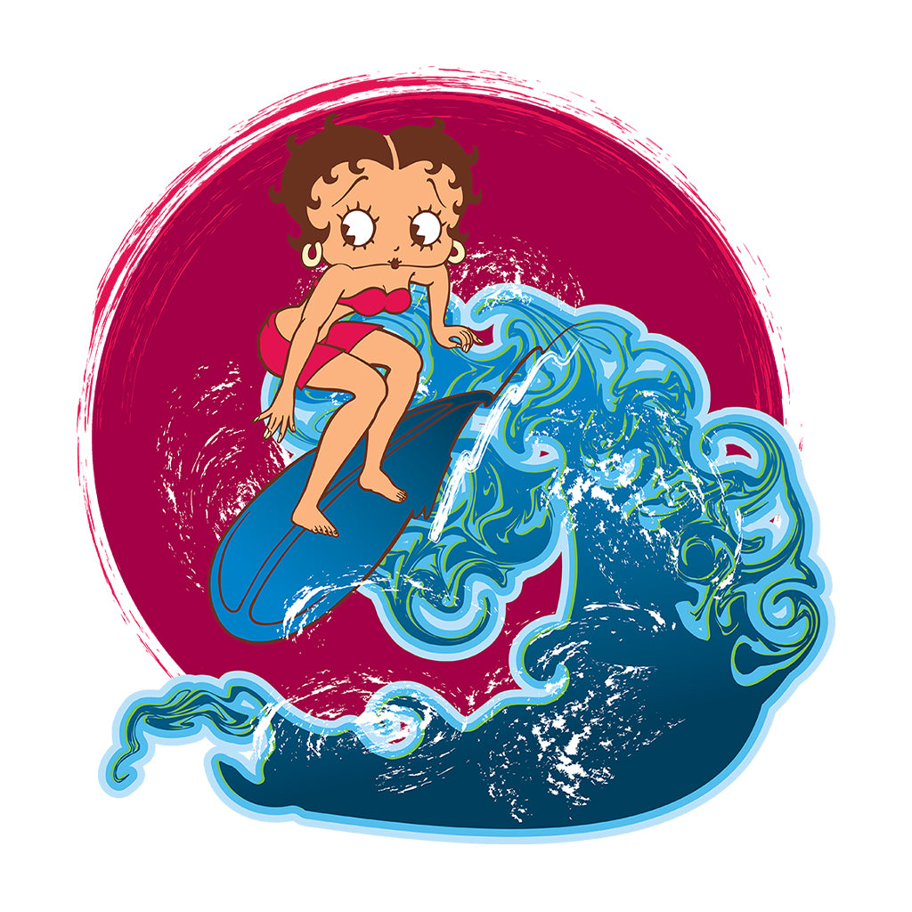 Betty Boop Surfing Big Wave Kids Hooded Sweatshirt