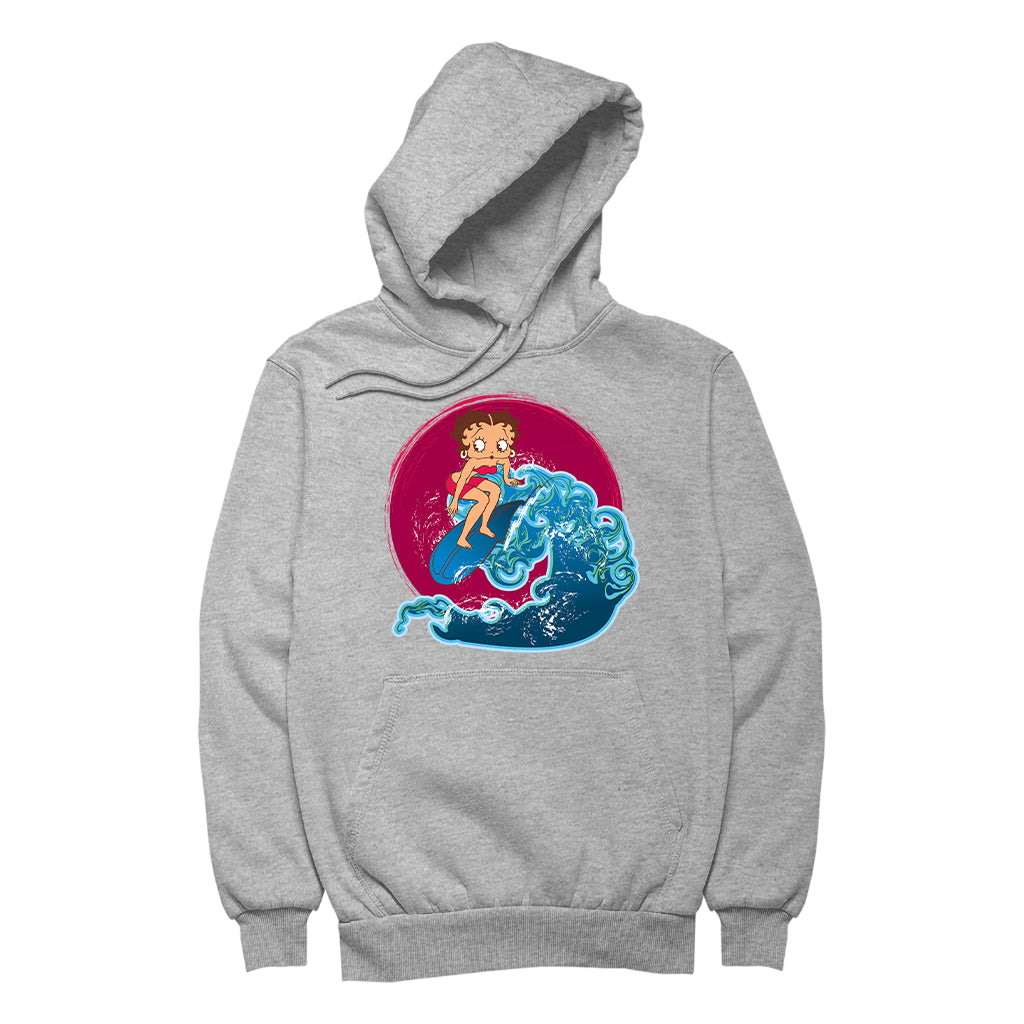 Betty Boop Surfing Big Wave Women's Hooded Sweatshirt