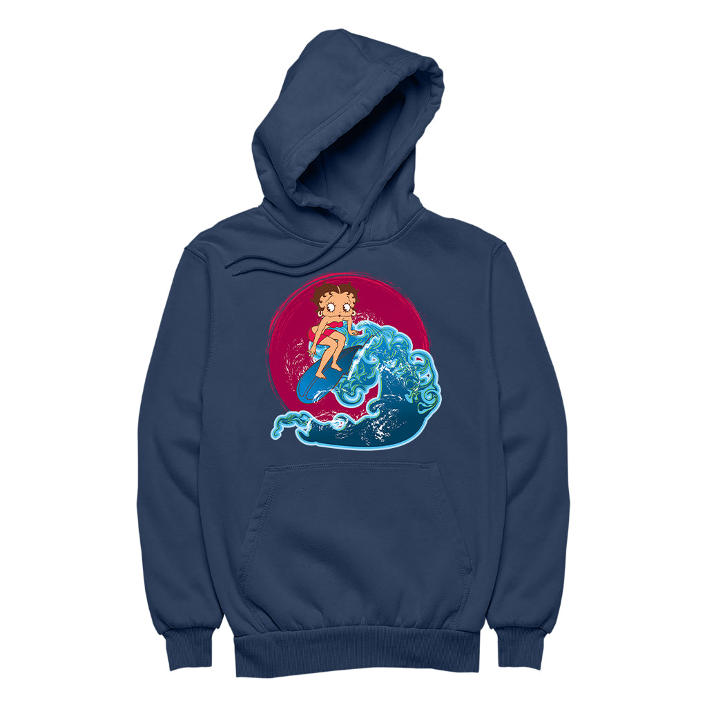 Betty Boop Surfing Big Wave Women's Hooded Sweatshirt