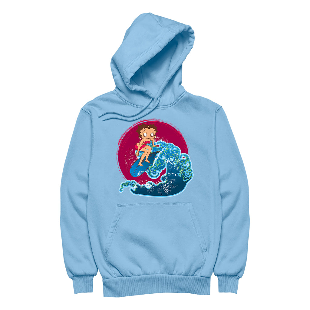 Betty Boop Surfing Big Wave Women's Hooded Sweatshirt