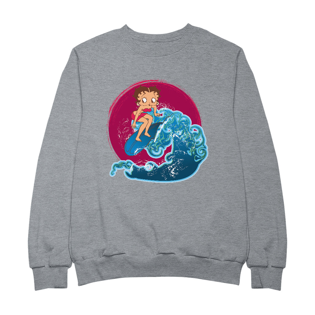 Betty Boop Surfing Big Wave Women's Sweatshirt