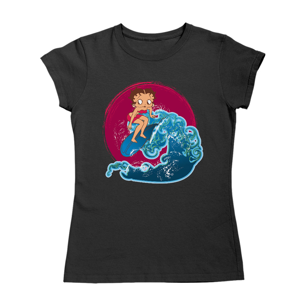 Betty Boop Surfing Big Wave Women's T-Shirt
