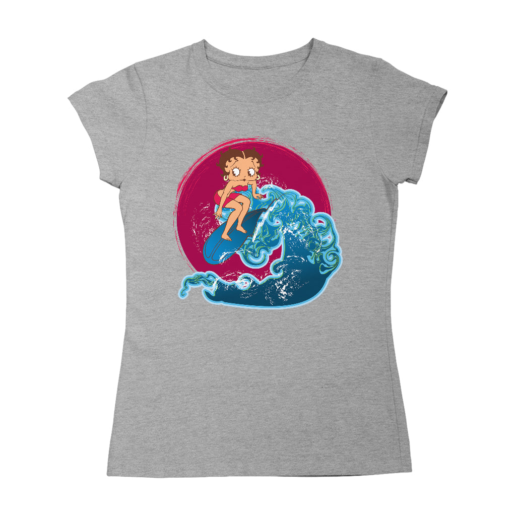 Betty Boop Surfing Big Wave Women's T-Shirt