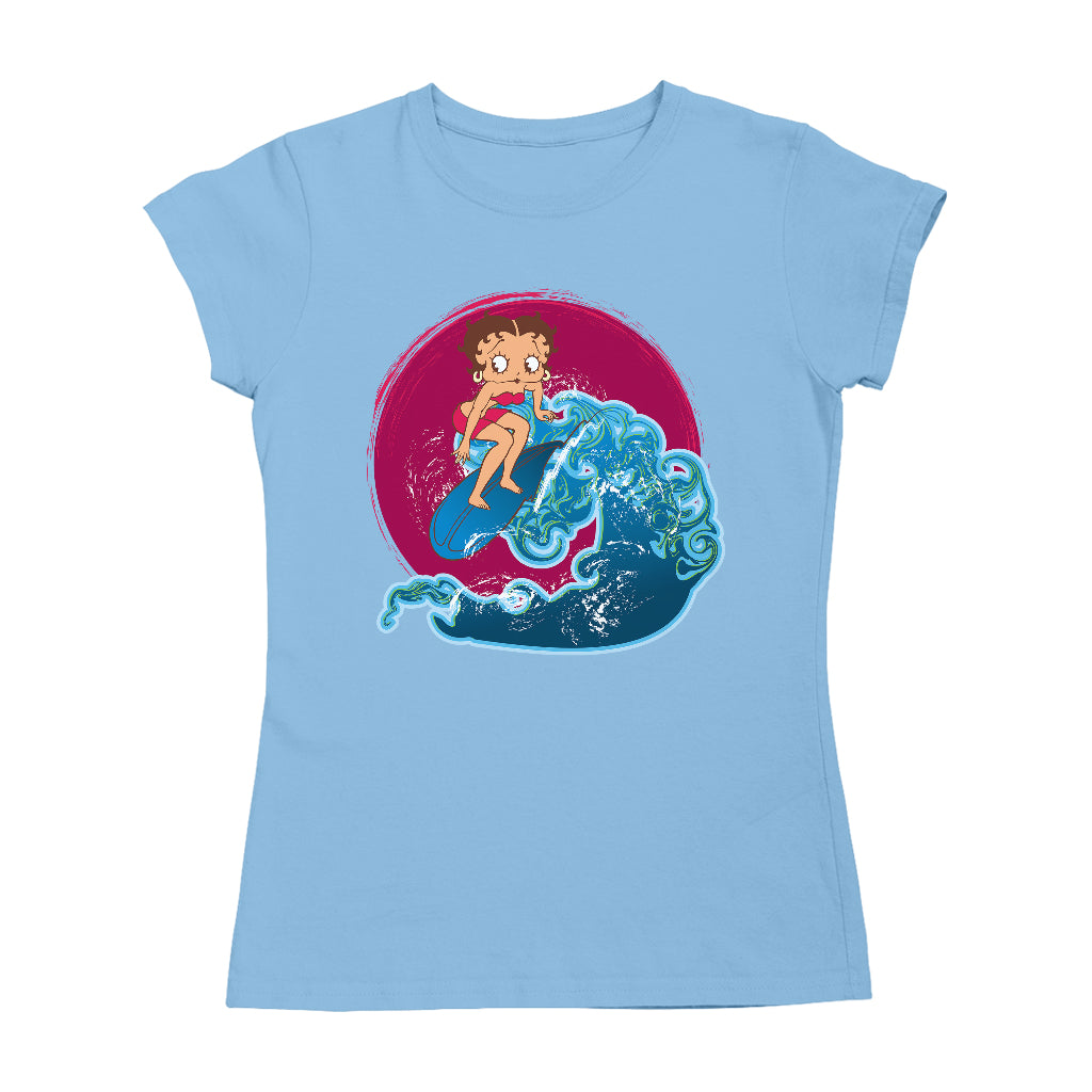 Betty Boop Surfing Big Wave Women's T-Shirt
