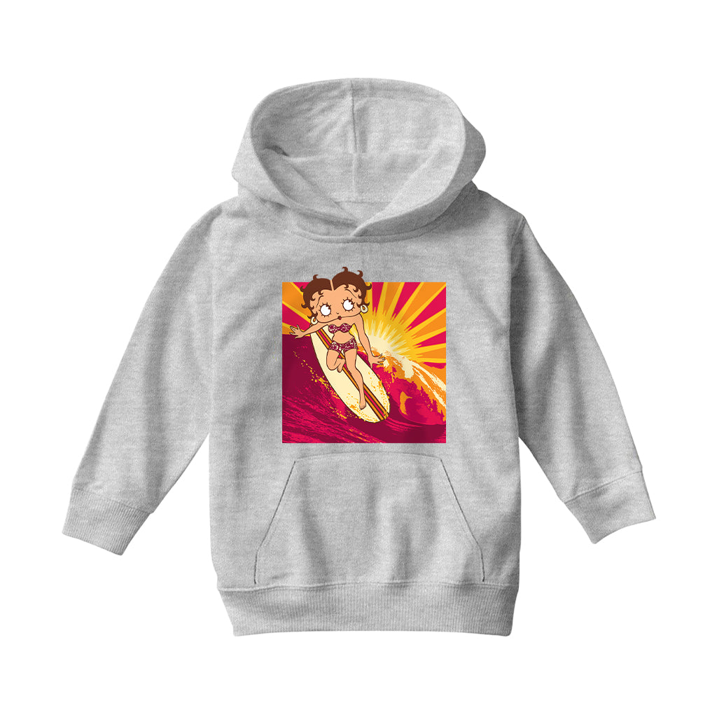 Betty Boop Sunset Surfer Kids Hooded Sweatshirt
