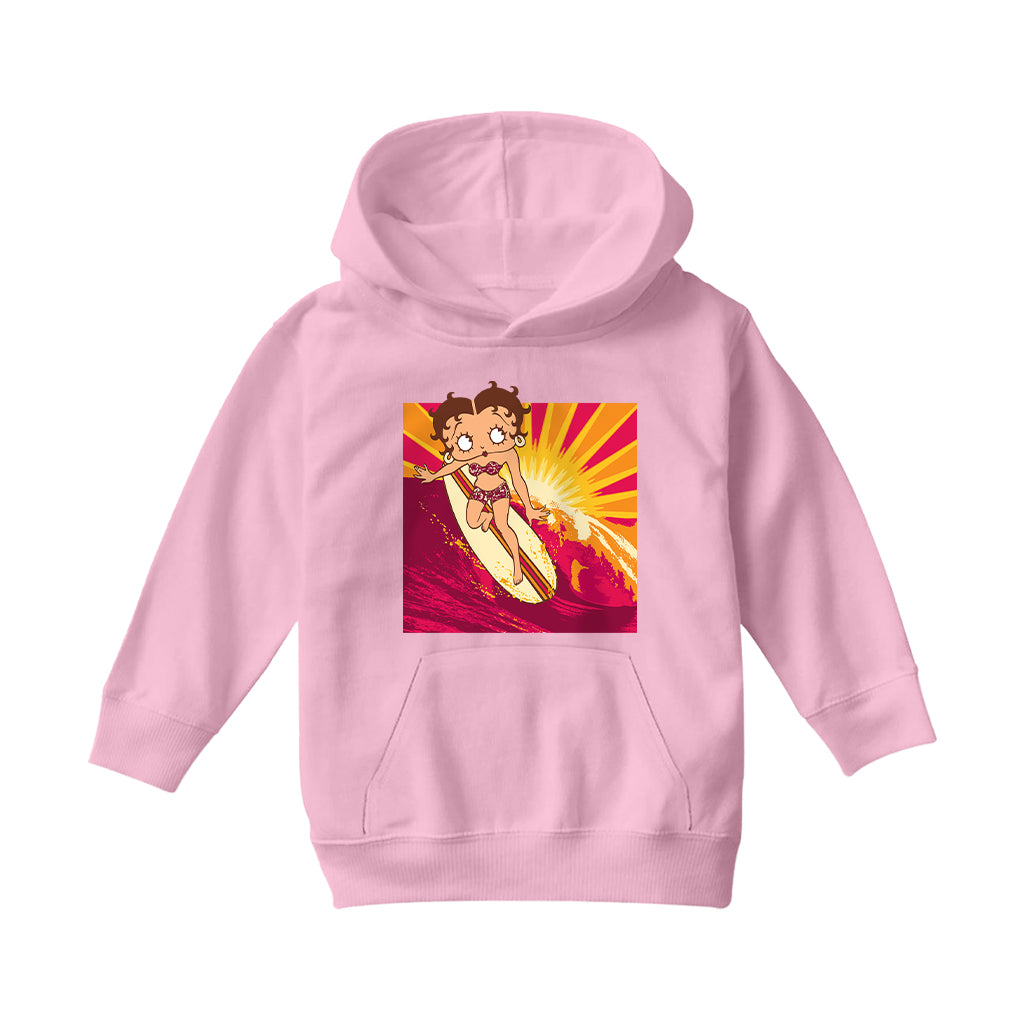 Betty Boop Sunset Surfer Kids Hooded Sweatshirt