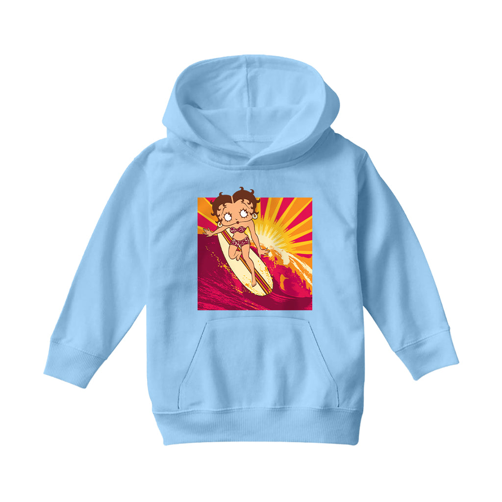 Betty Boop Sunset Surfer Kids Hooded Sweatshirt