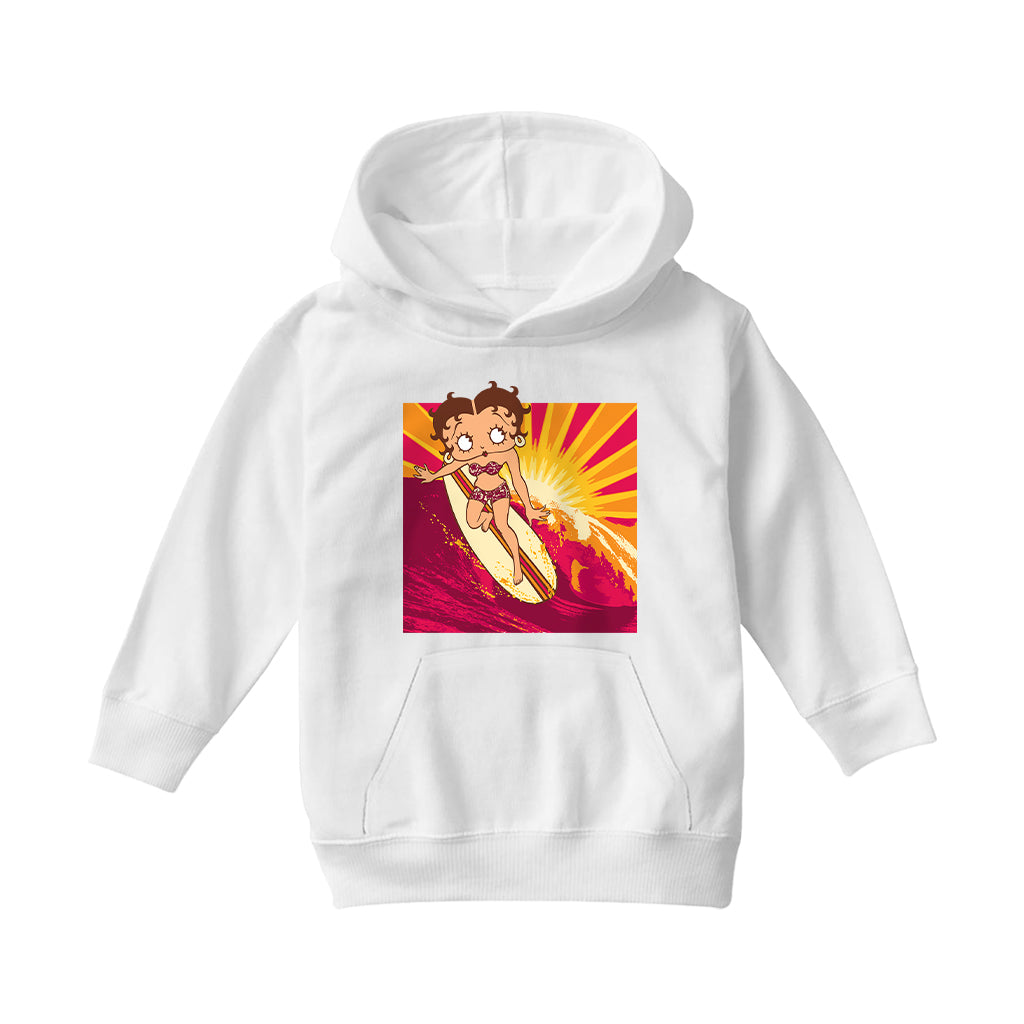 Betty Boop Sunset Surfer Kids Hooded Sweatshirt
