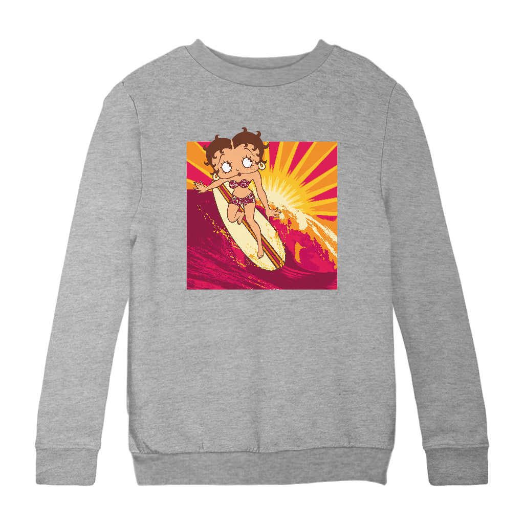 Betty Boop Sunset Surfer Kids Sweatshirt