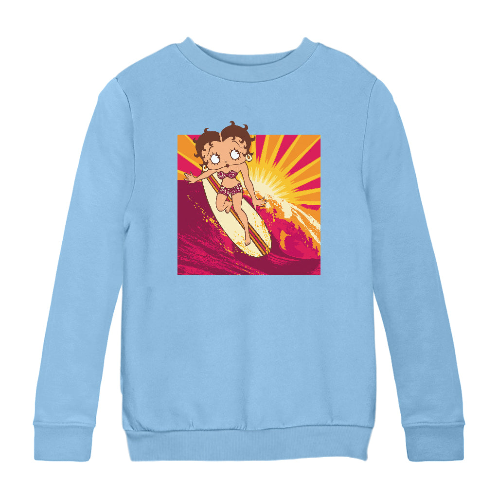 Betty Boop Sunset Surfer Kids Sweatshirt